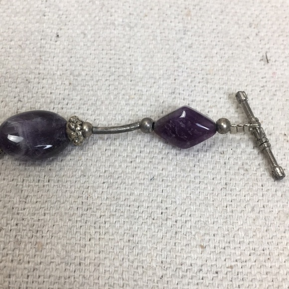 Silver and Amethyst Bead Bracelet - Picture 3 of 9